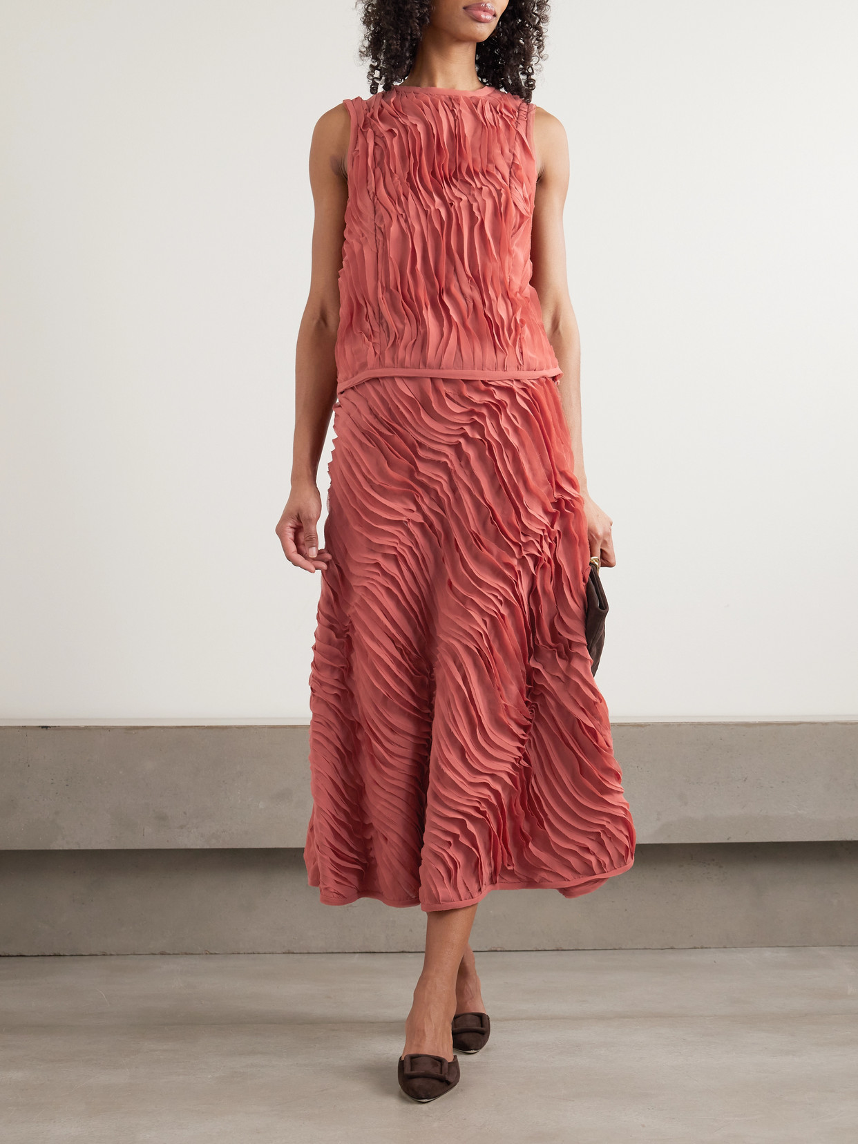Amiko Ruffled Chiffon Midi