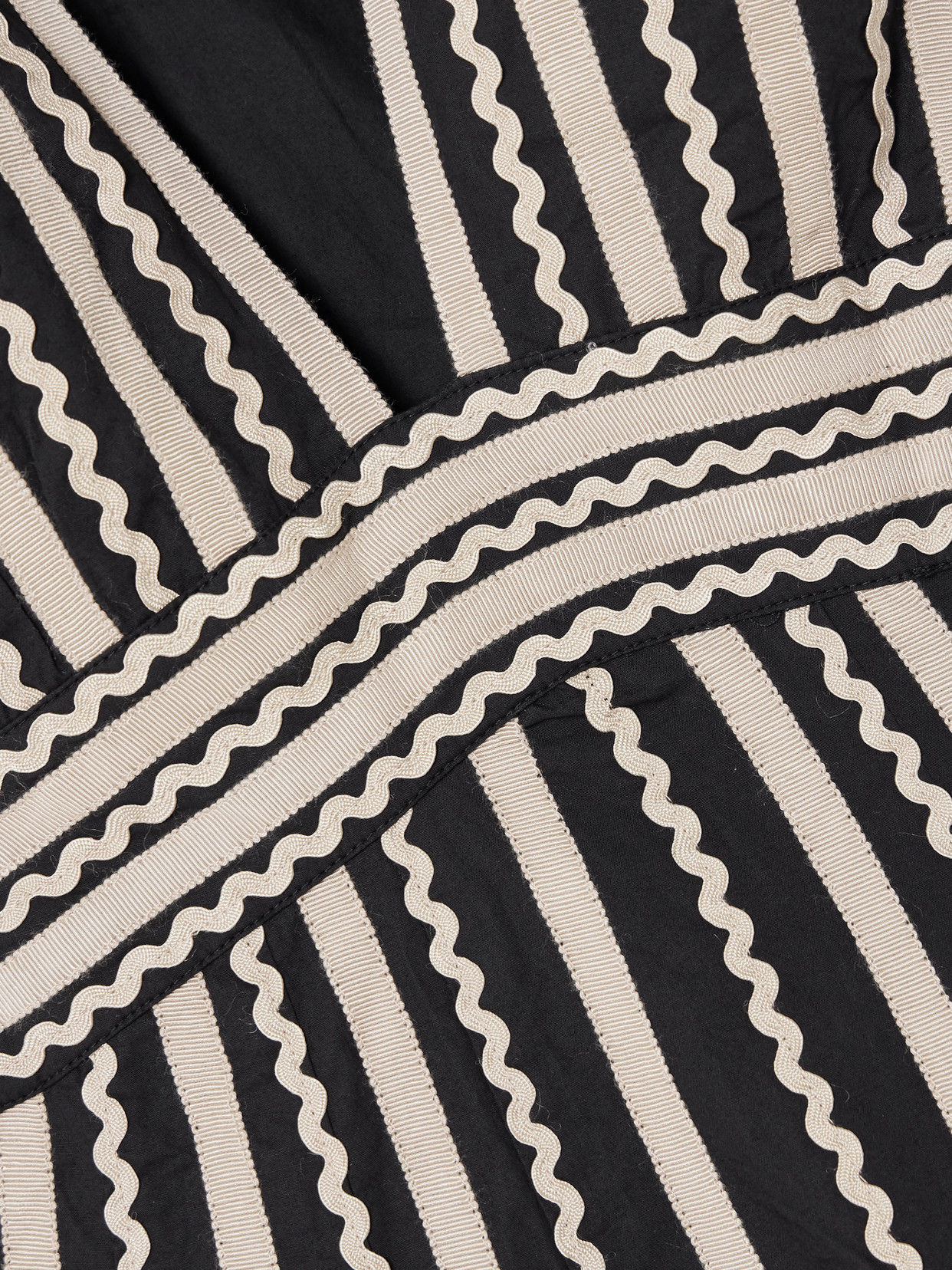 Ulla Johnson Palermo Ricrac And Grosgrain-trimmed Cotton-poplin Midi Dress In Black