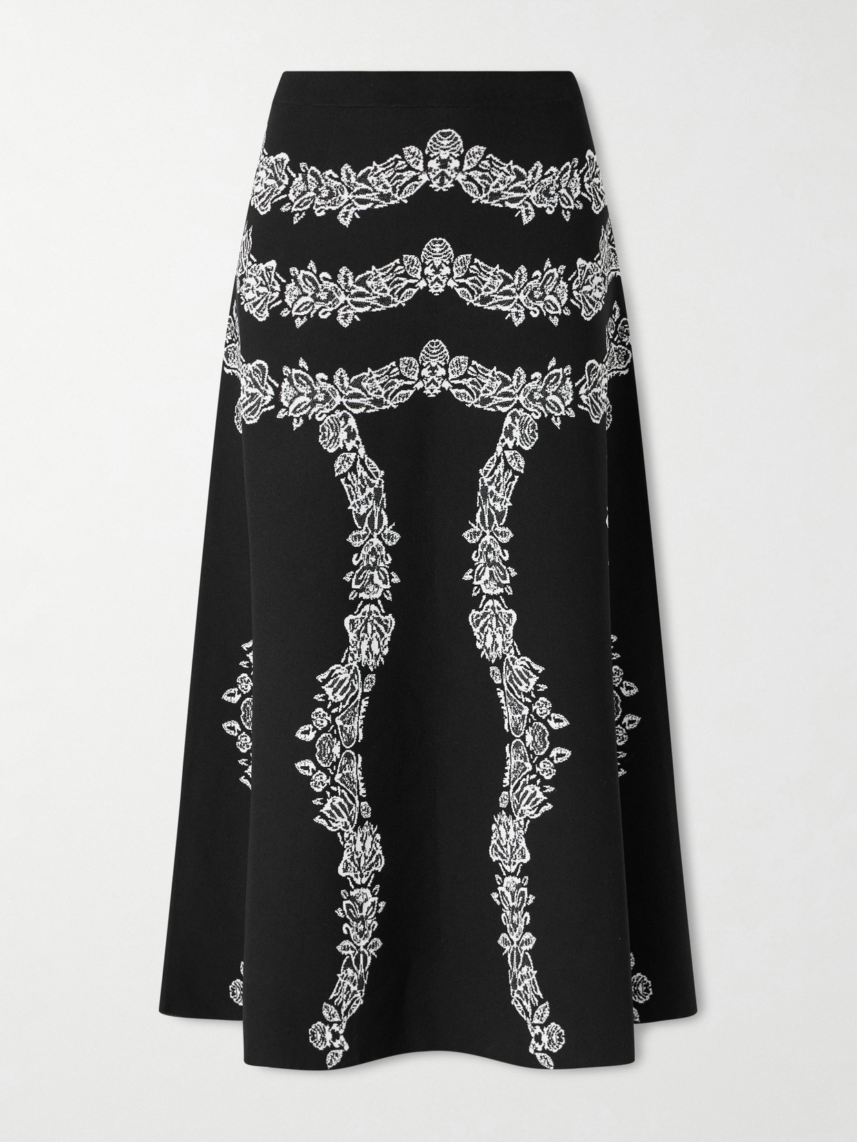 Ulla Johnson Valencia Floral-jacquard Midi Skirt In Black