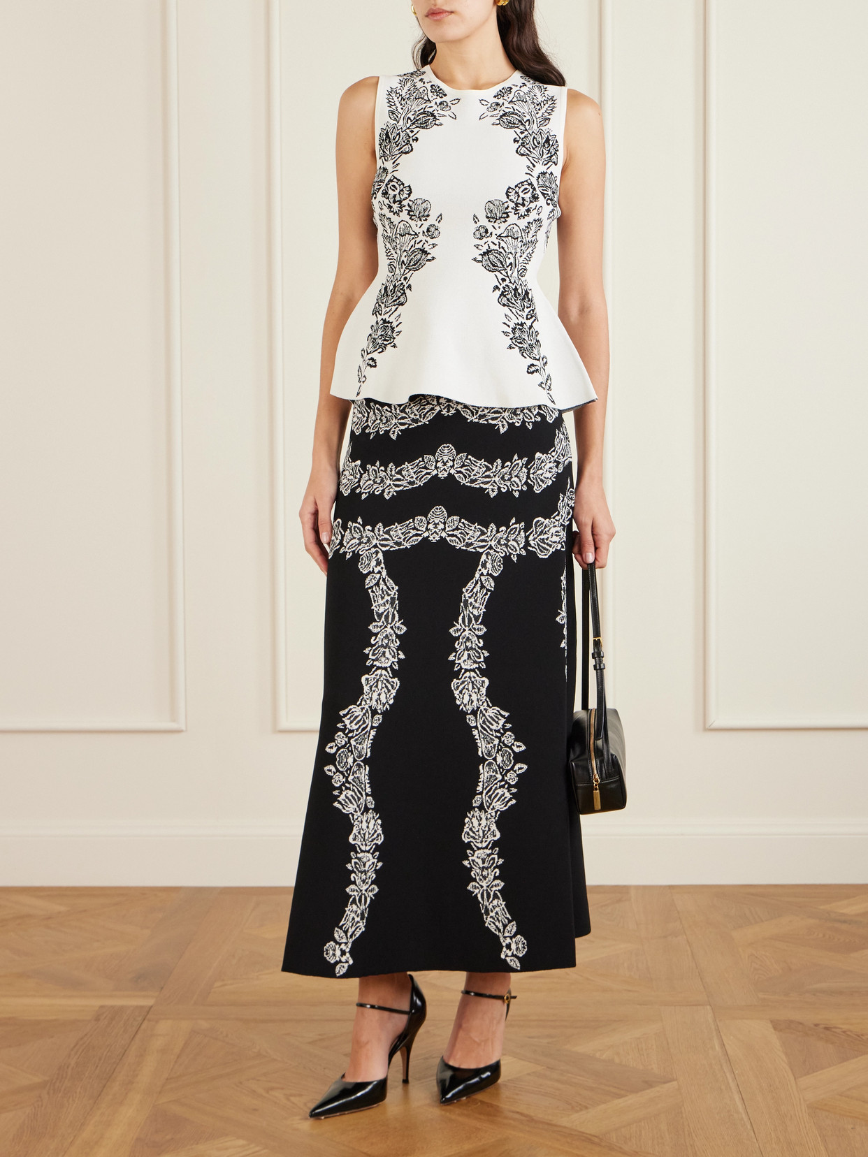 Ulla Johnson Valencia Floral-jacquard Midi Skirt In Black