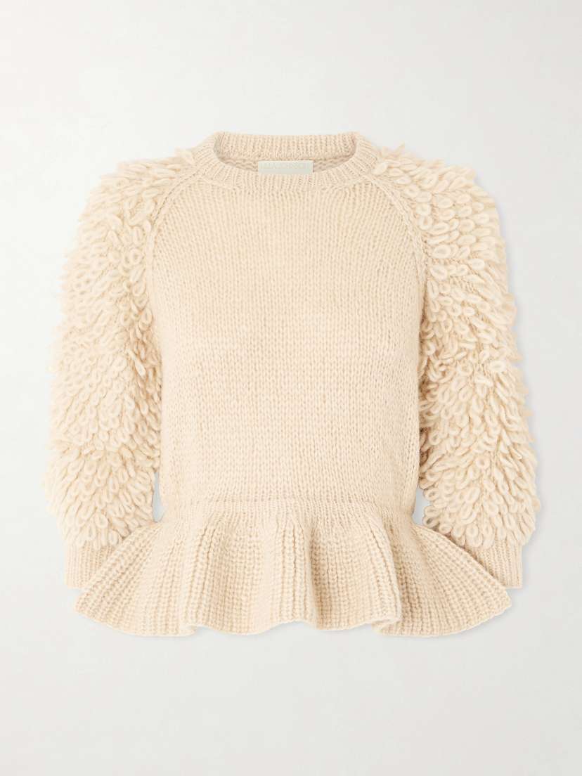 Ulla Johnson Selene Ruffled Alpaca-blend Bouclé Sweater