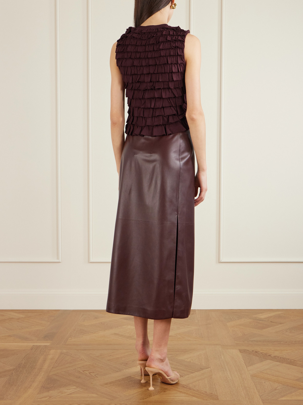 Ulla Johnson Lula Tiered Ruffled Jersey Top In Burgundy