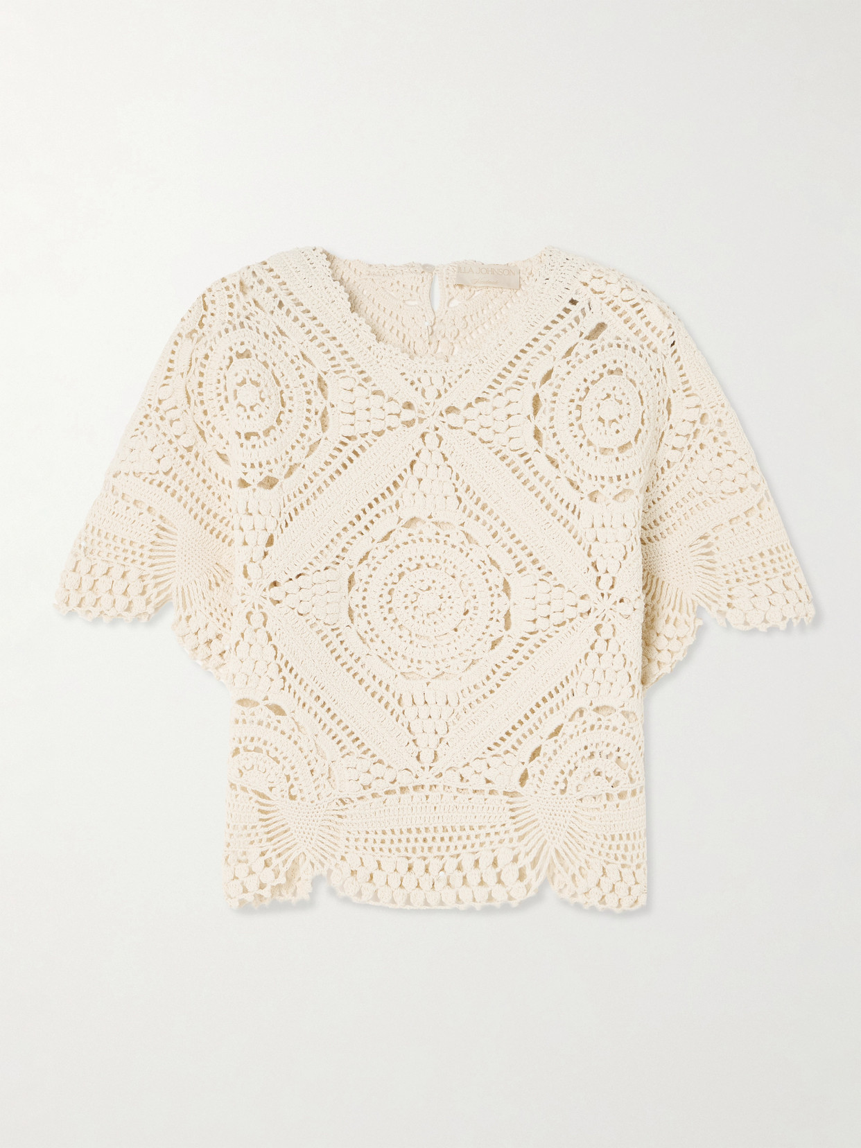 Ulla Johnson Maddalena Scalloped Crocheted Cotton Blouse In White