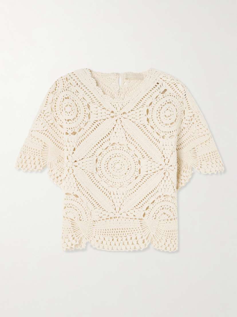 Ulla Johnson Maddalena Scalloped Crocheted Cotton Blouse
