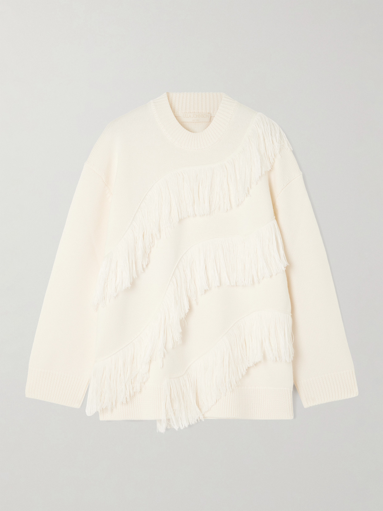 Ulla Johnson Ina Fringed Wool Sweater In Neutral