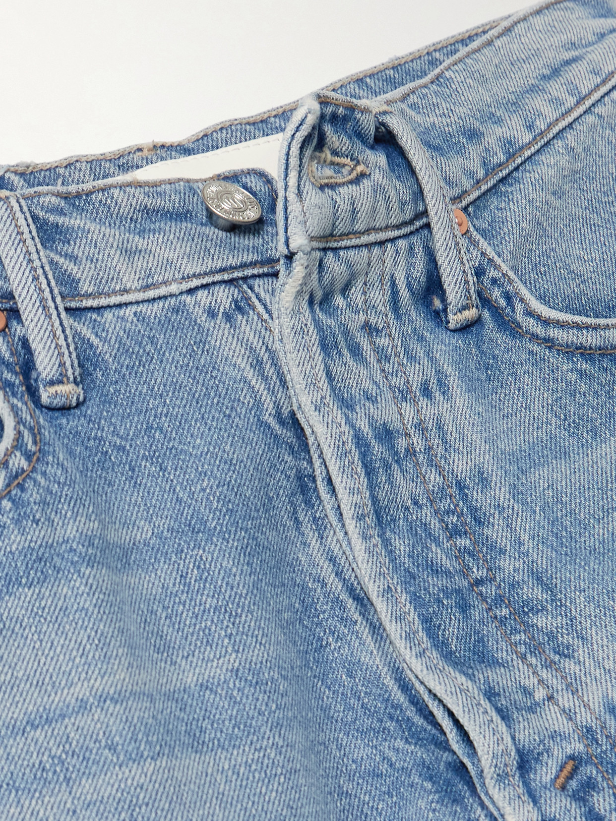 Mother The Pipe Dream Button Sneak High-rise Wide-leg Jeans In Blue