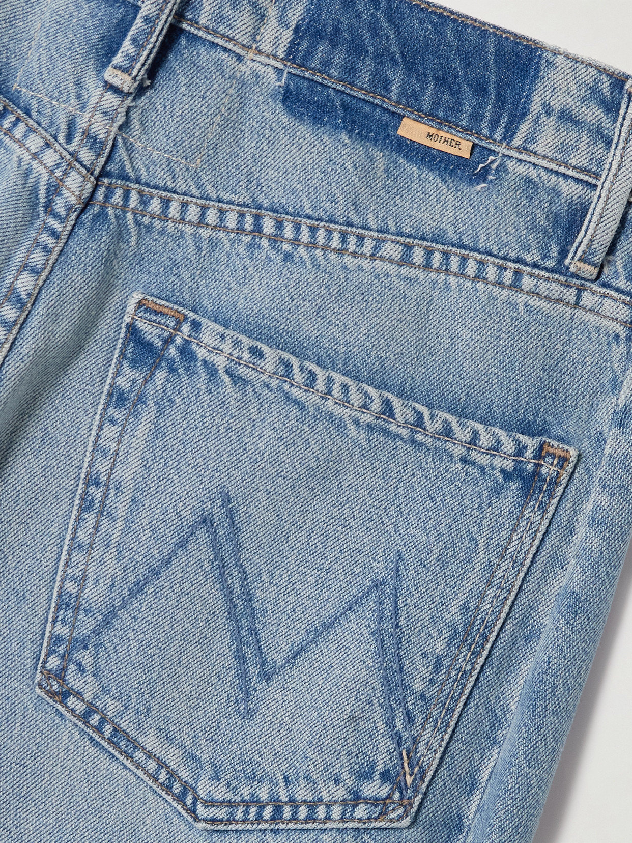 Mother The Pipe Dream Button Sneak High-rise Wide-leg Jeans In Blue