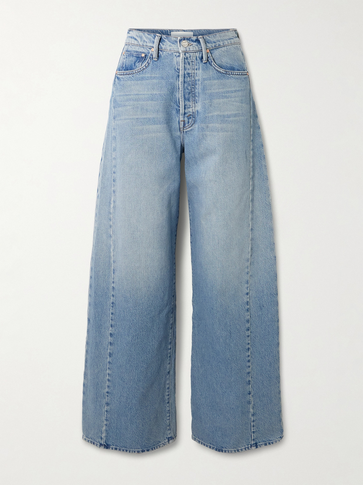 Mother The Pipe Dream Button Sneak High-rise Wide-leg Jeans In Blue