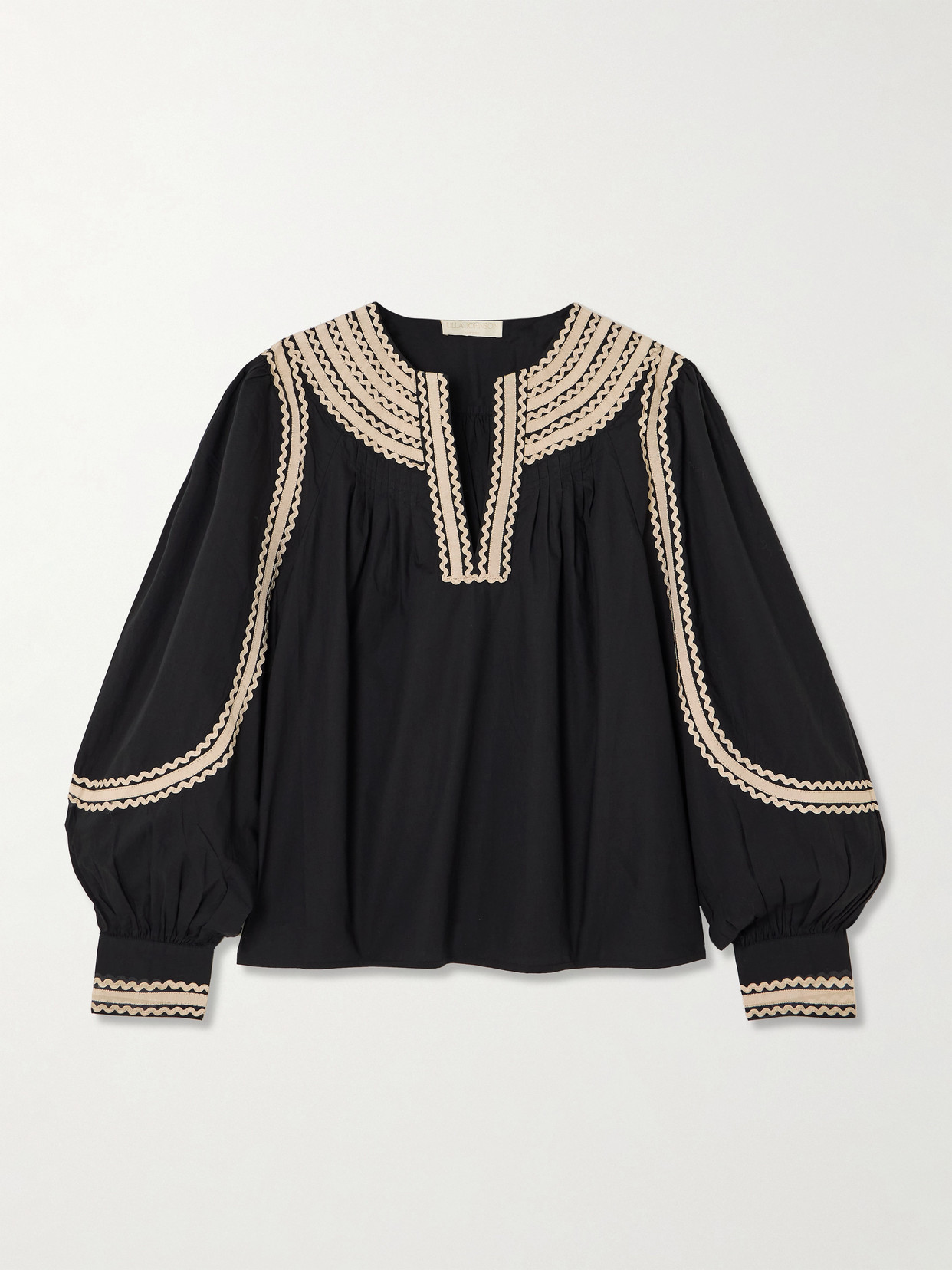 Laurenza Ricrac And Grosgrain-Trimmed Cotton-Poplin Blouse