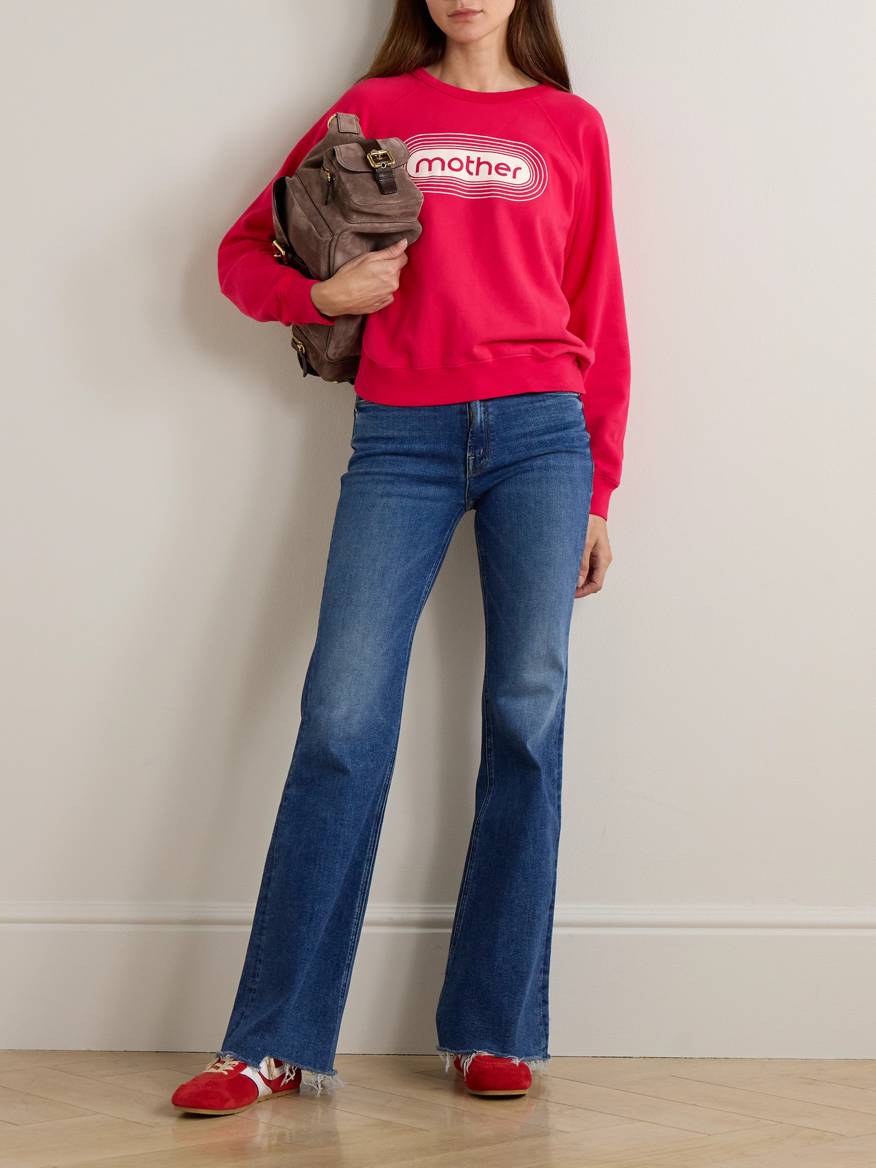 Mother The Concert Printed Cotton-jersey Sweatshirt In Red