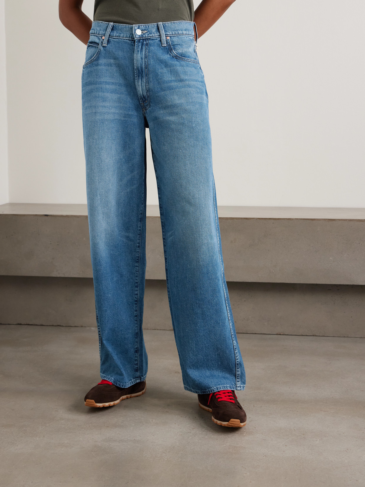 Mother The Delinquent Nerdy Mid-rise Wide-leg Jeans In Blue