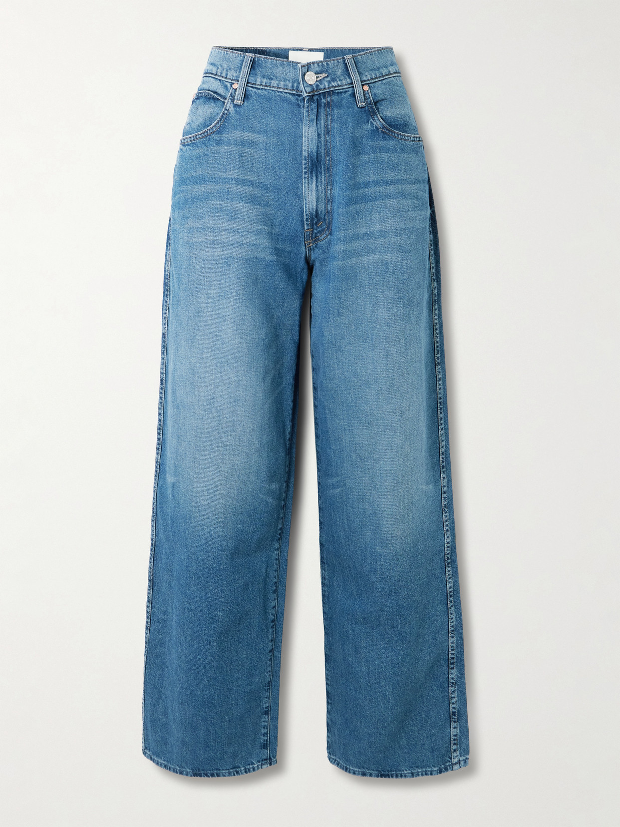 Mother The Delinquent Nerdy Mid-rise Wide-leg Jeans In Blue