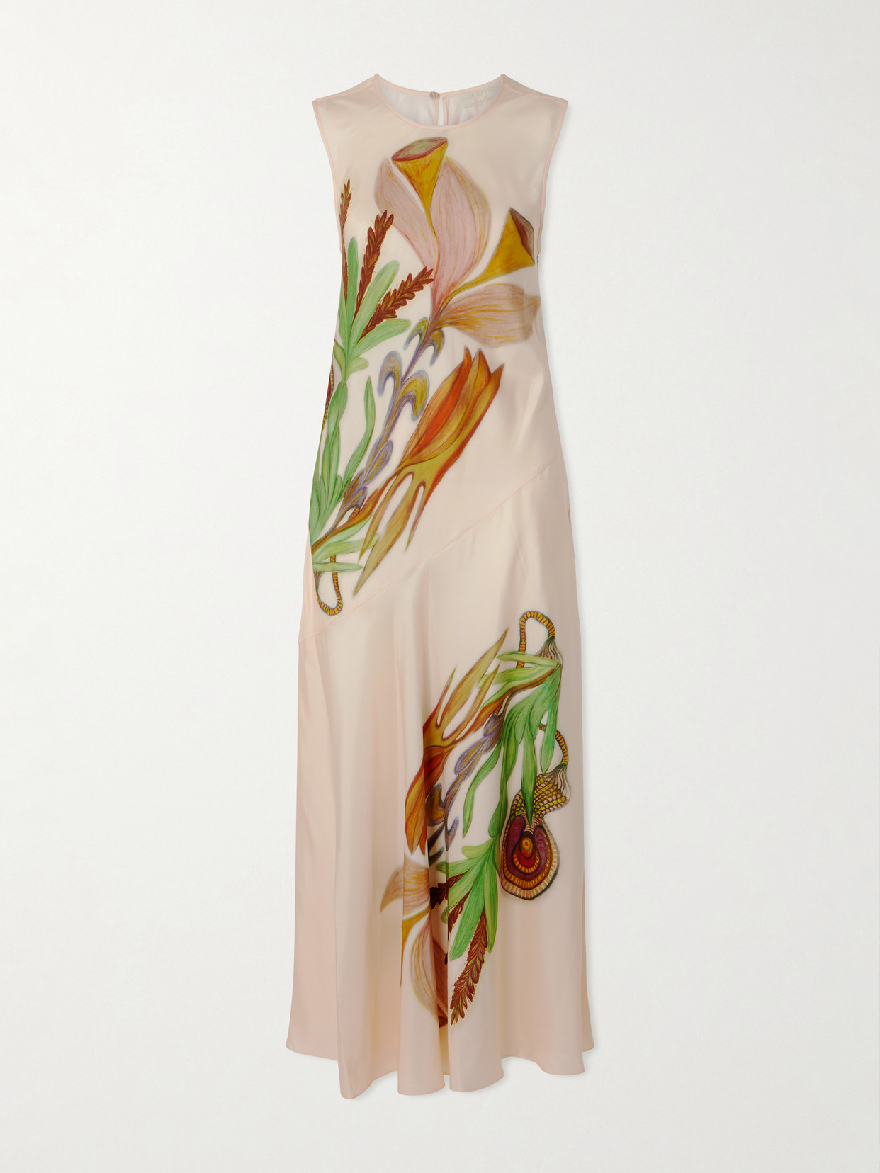 Ulla Johnson Gaea Paneled Printed Silk-satin Midi Dress In Neutral