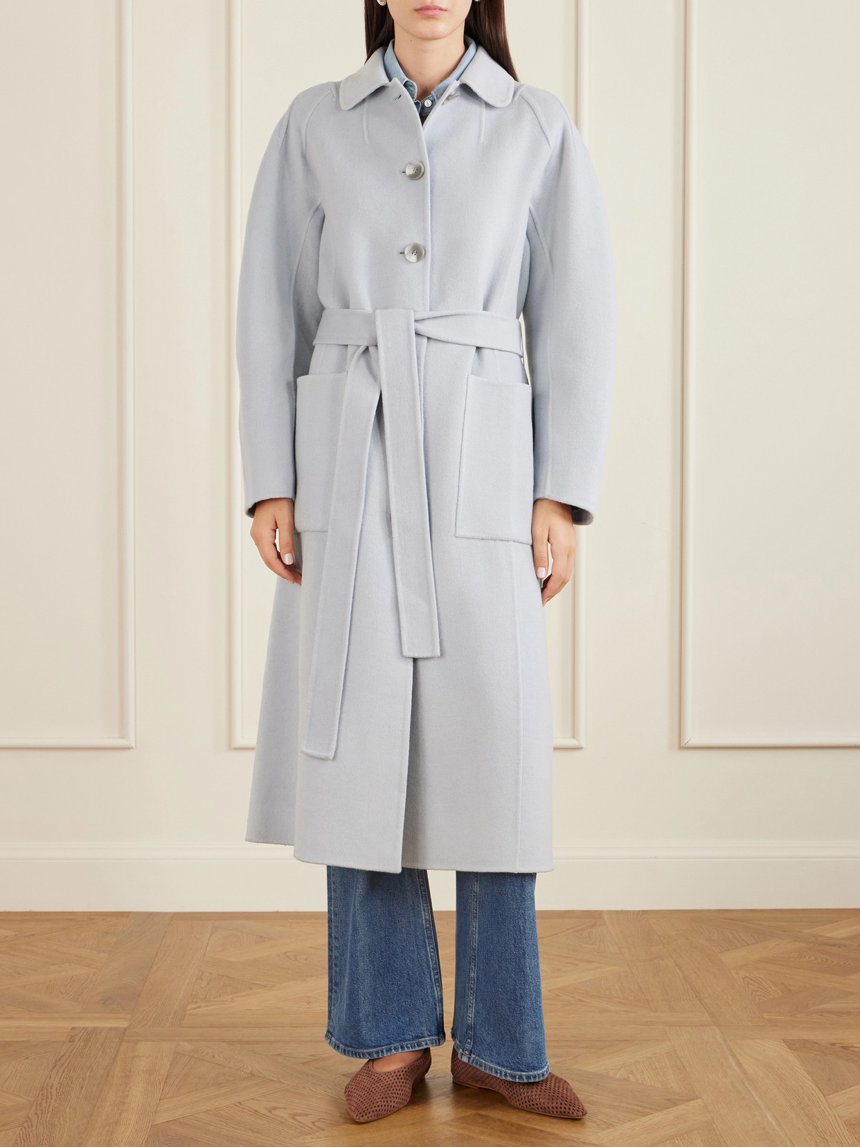 Ulla Johnson Lisbeth Brushed Wool-blend Coat In Blue