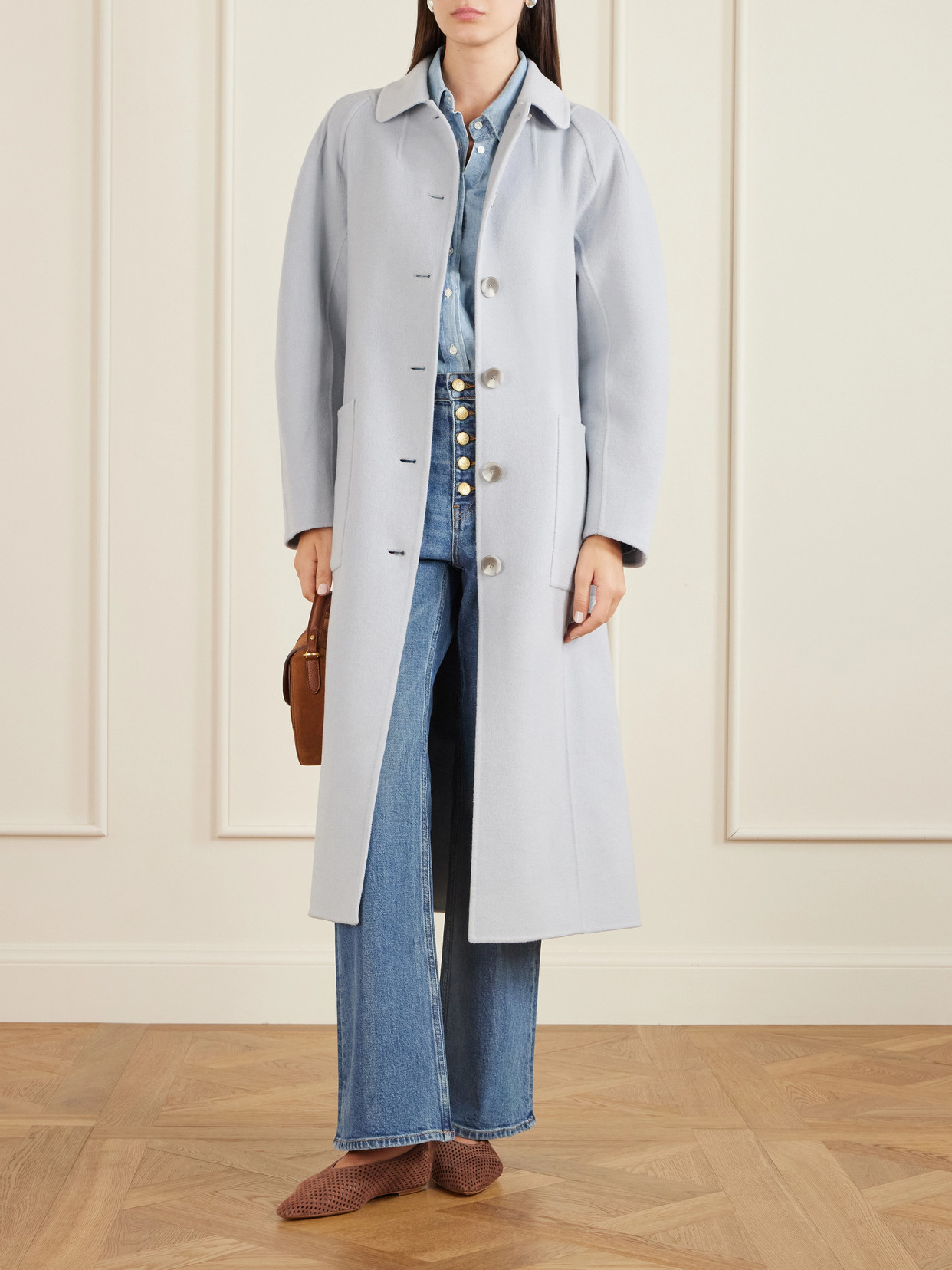 Ulla Johnson Lisbeth Brushed Wool-blend Coat In Blue