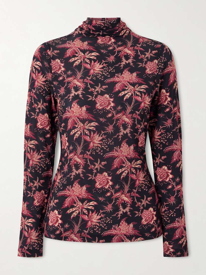 Ulla Johnson Aurelia Floral-print Stretch-jersey Turtleneck Top