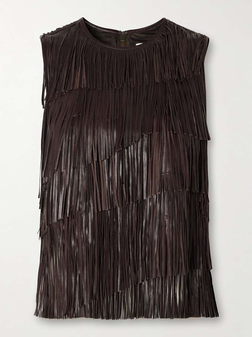 Ulla Johnson Leonie Fringed Leather Top