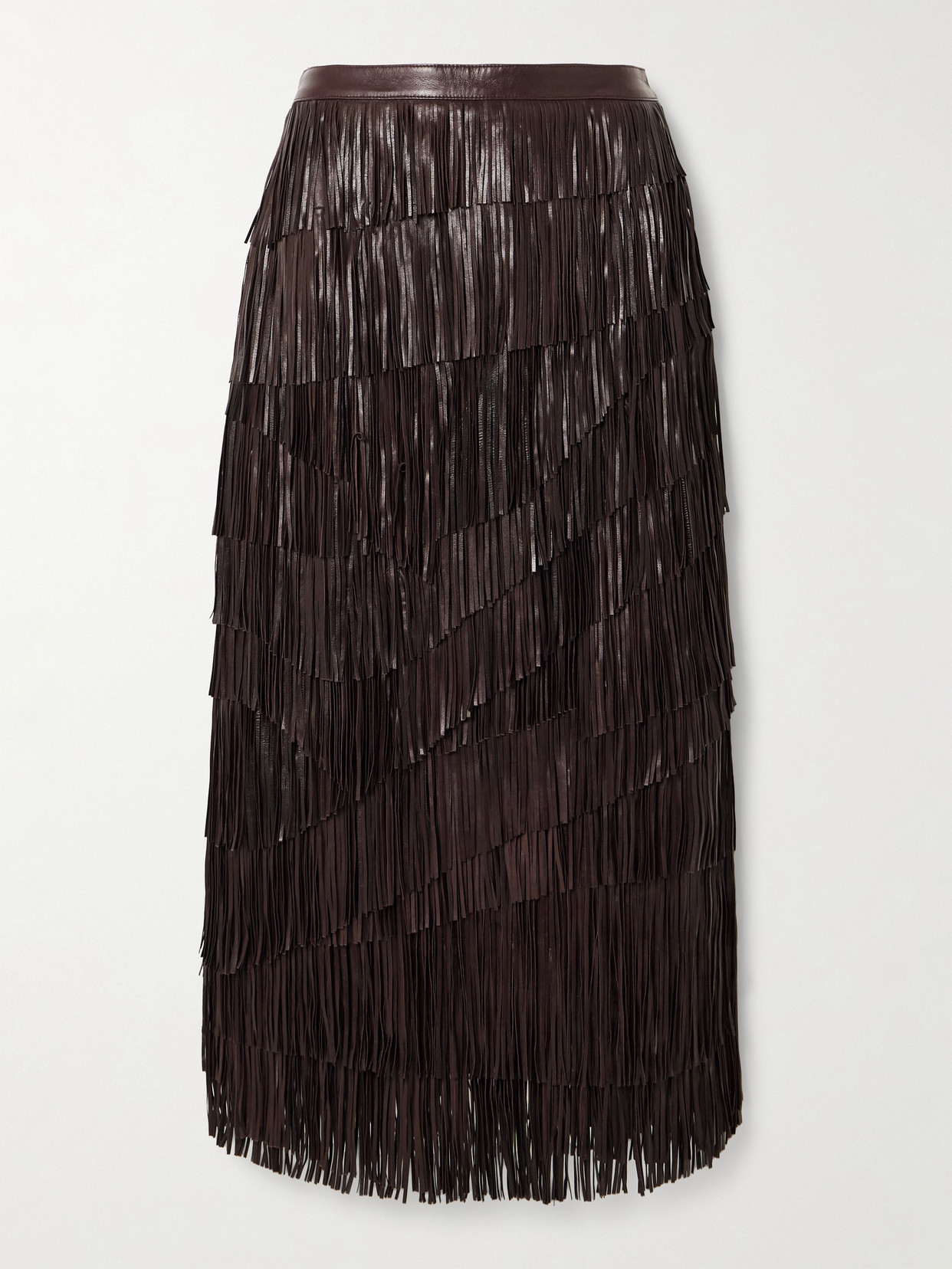 Ulla Johnson Therese Fringed Leather Skirt In Brown