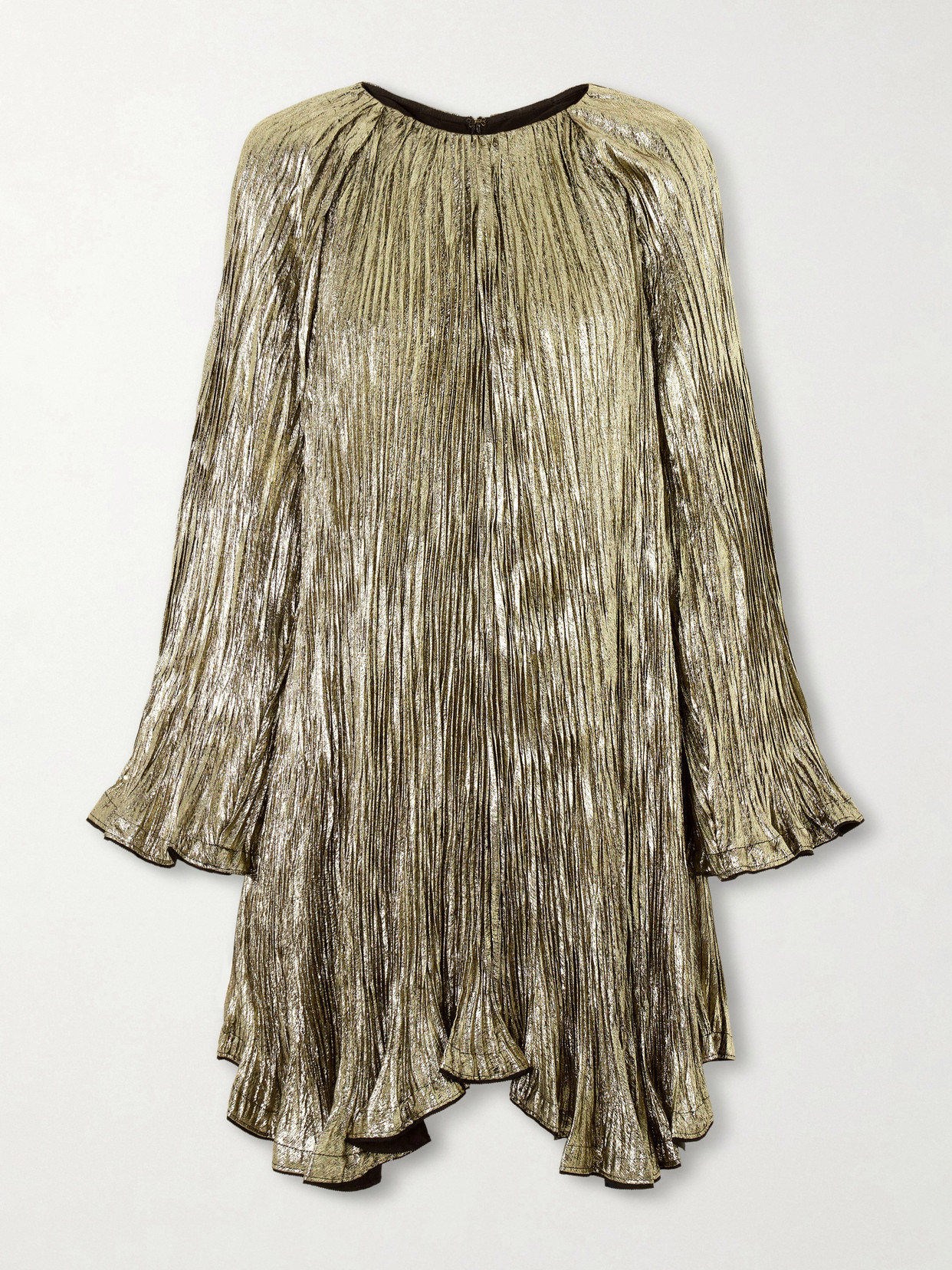 Ulla Johnson Claire Pleated Lurex Mini Dress In Gold