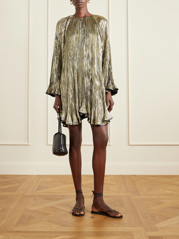Ulla Johnson Claire pleated lurex mini dress