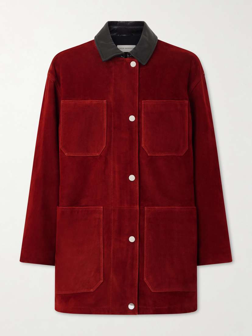 Nour Hammour Barn Leather-trimmed Suede Jacket
