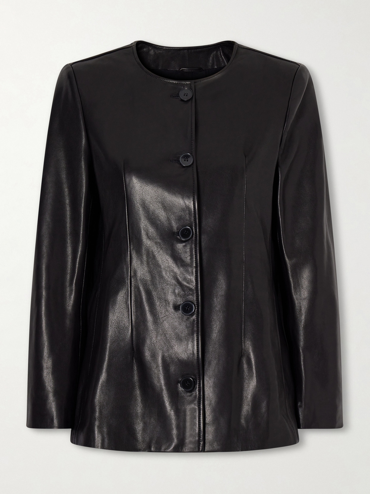 Nour Hammour Maud Paneled Leather Jacket In Black