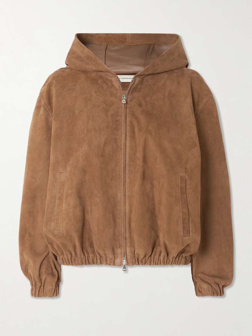 Nour Hammour Leo Paneled Suede Hoodie