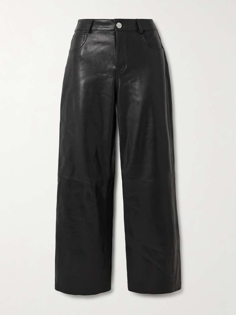 Nour Hammour Milo Paneled Leather Wide-leg Pants