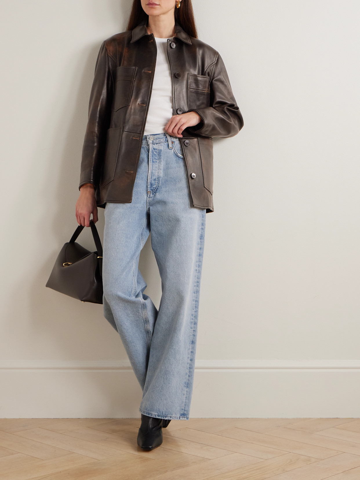 Nour Hammour Seleste Patchwork Distressed Leather Jacket In Multi