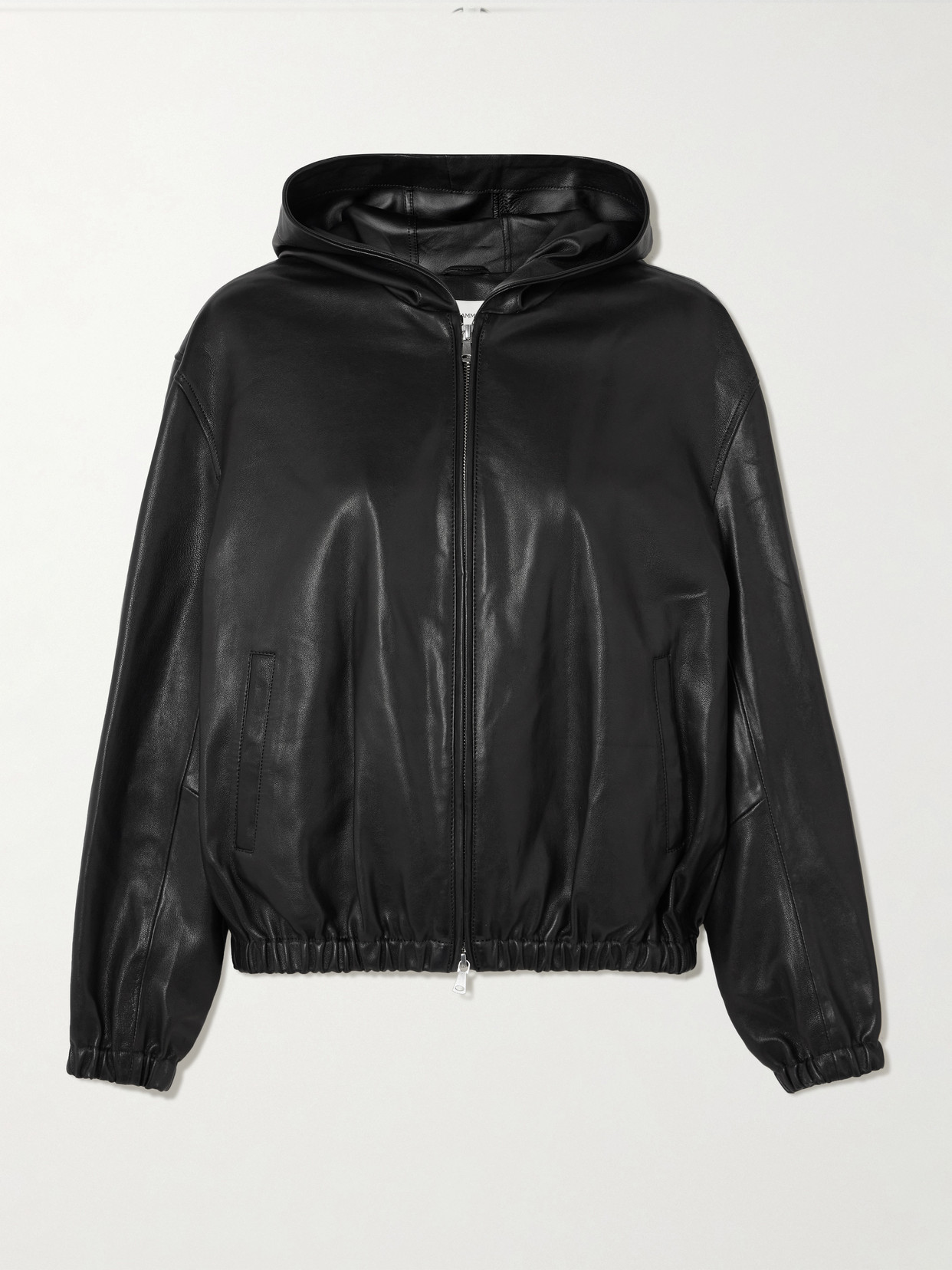 Nour Hammour Leo Hooded Paneled Leather Jacket In Black