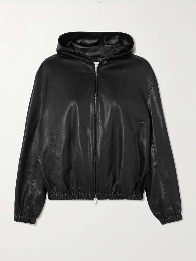 Nour Hammour Leo Hooded Paneled Leather Jacket