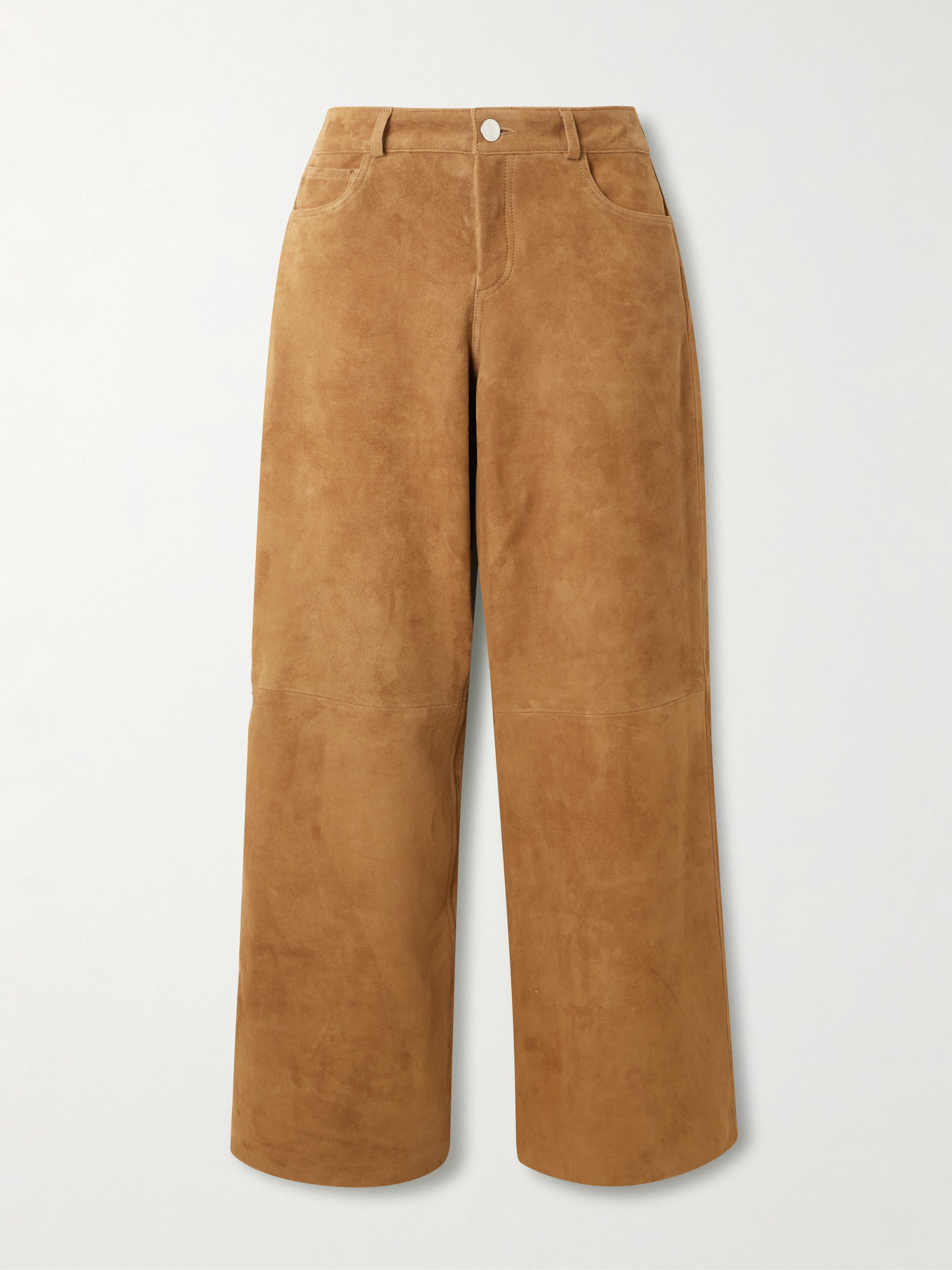 Nour Hammour Milo Paneled Suede Wide-leg Pants In Brown