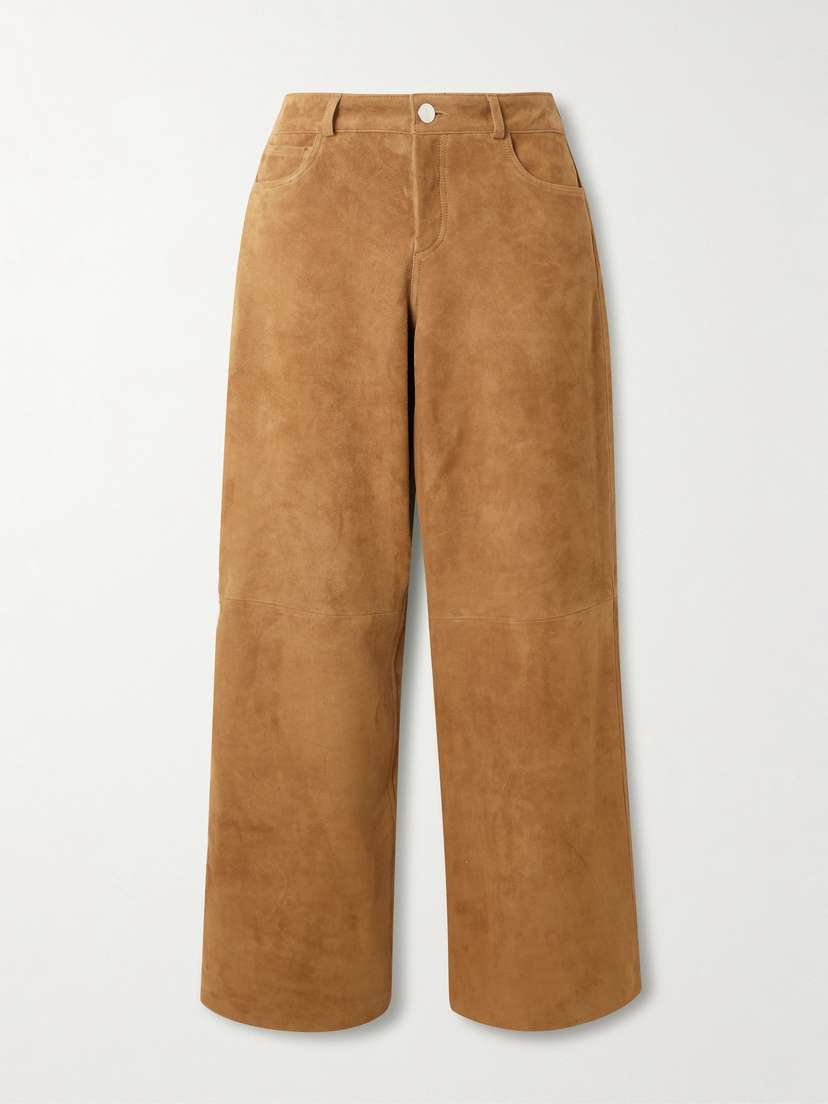 Nour Hammour Milo Paneled Suede Wide-leg Pants