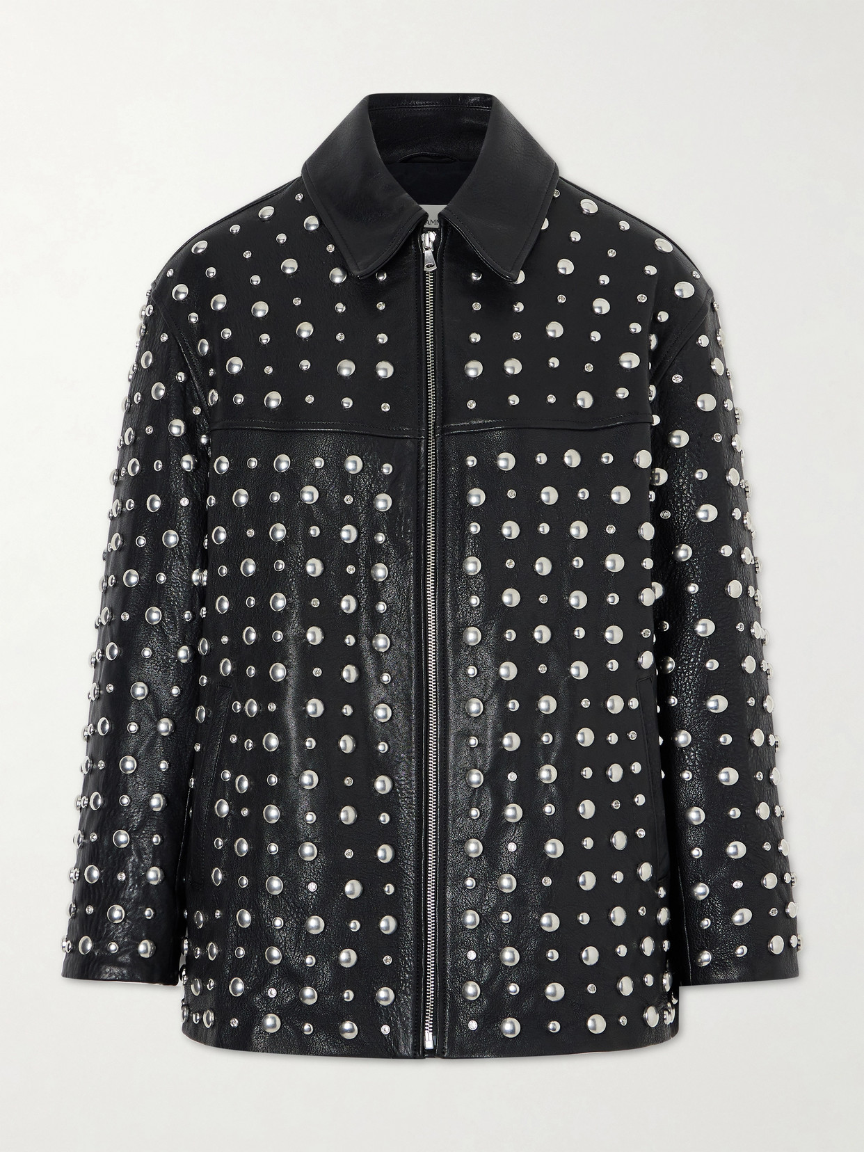 Nour Hammour Studded Leather Jacket In Black