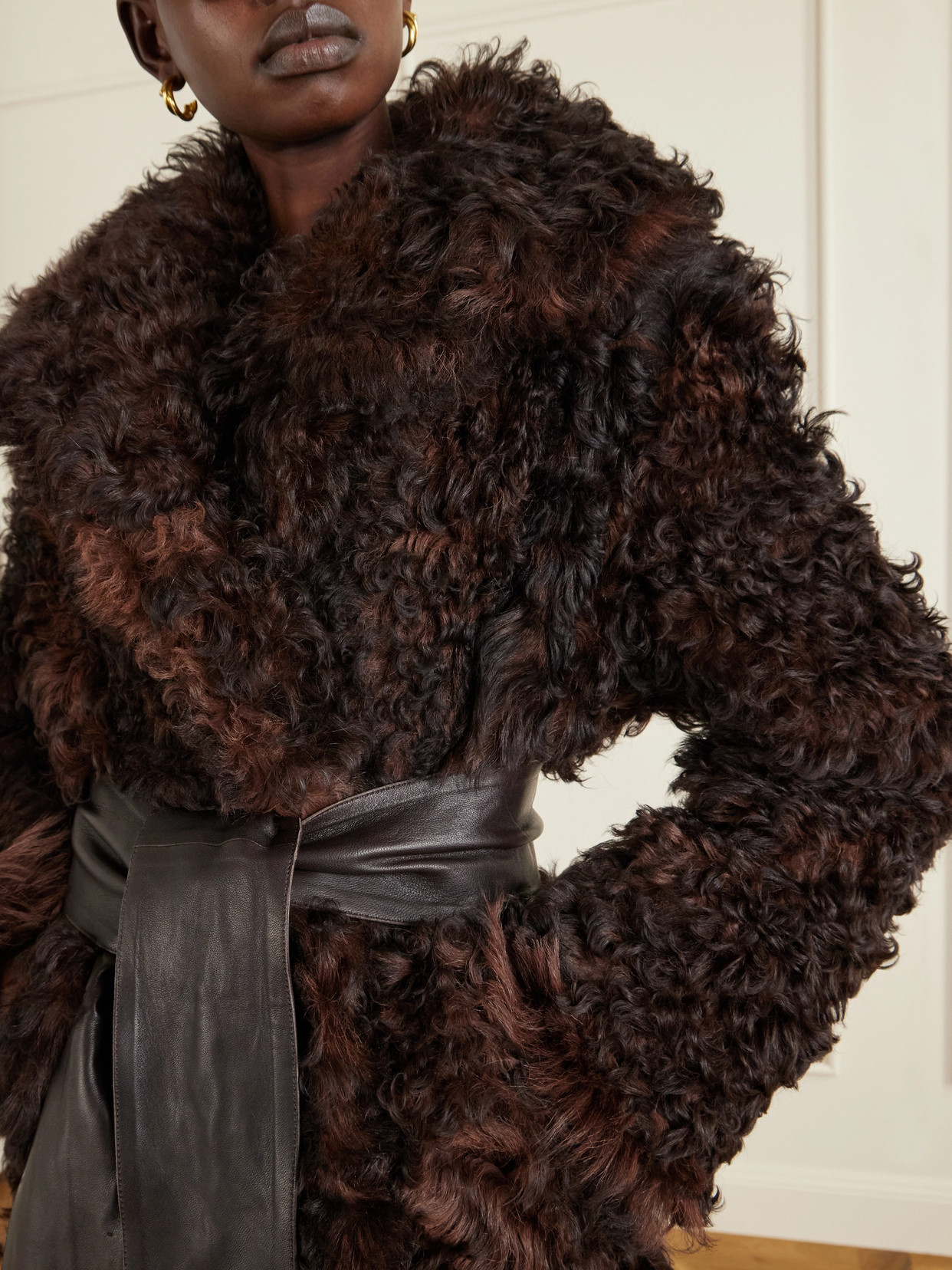 Noa Belted Shearling Coat