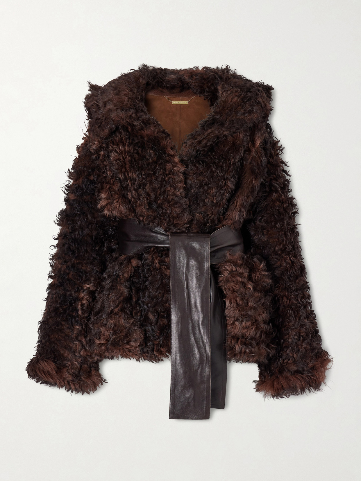Nour Hammour - Noa Belted Shearling Coat - Brown