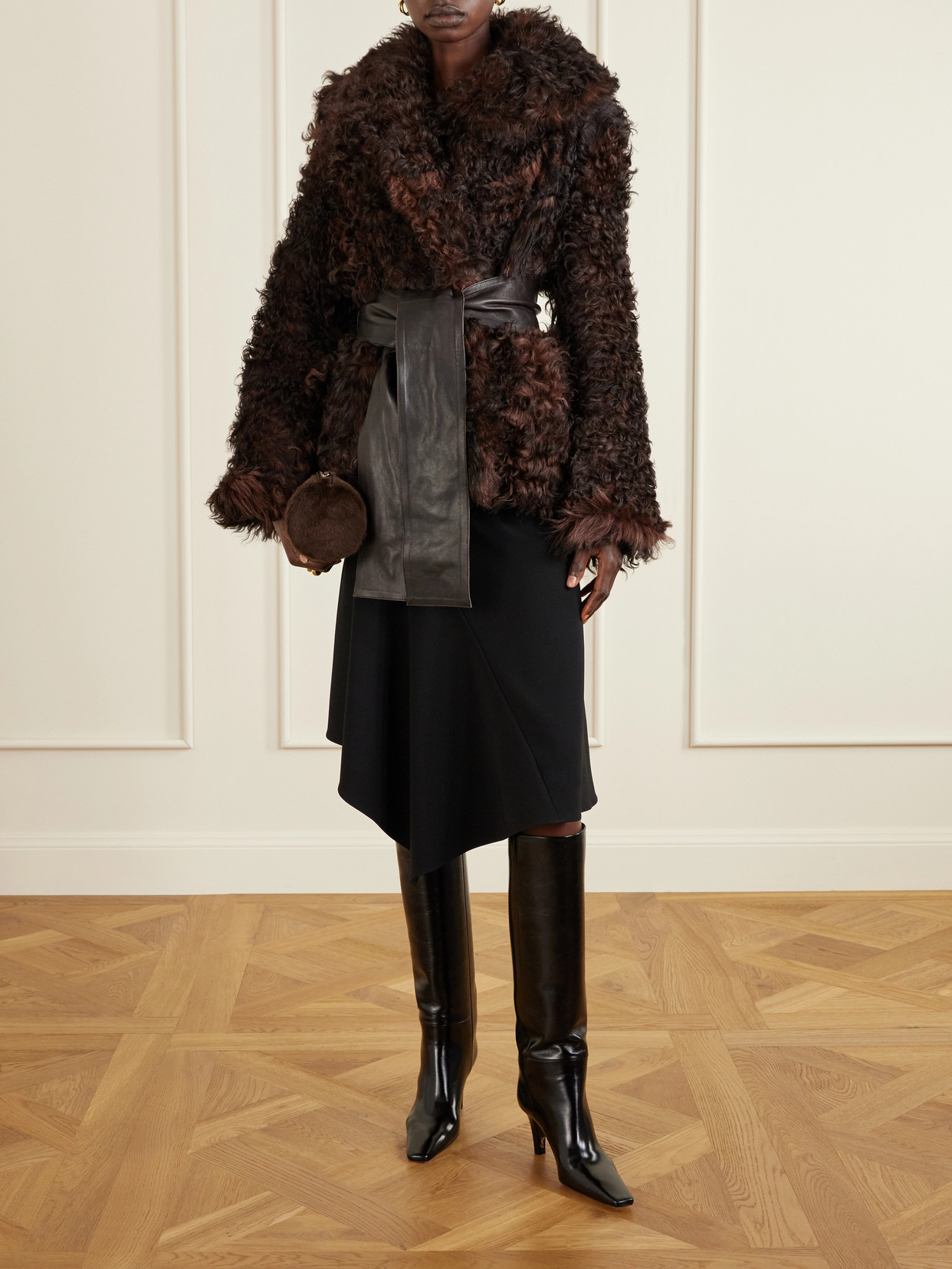 Noa Belted Shearling Coat