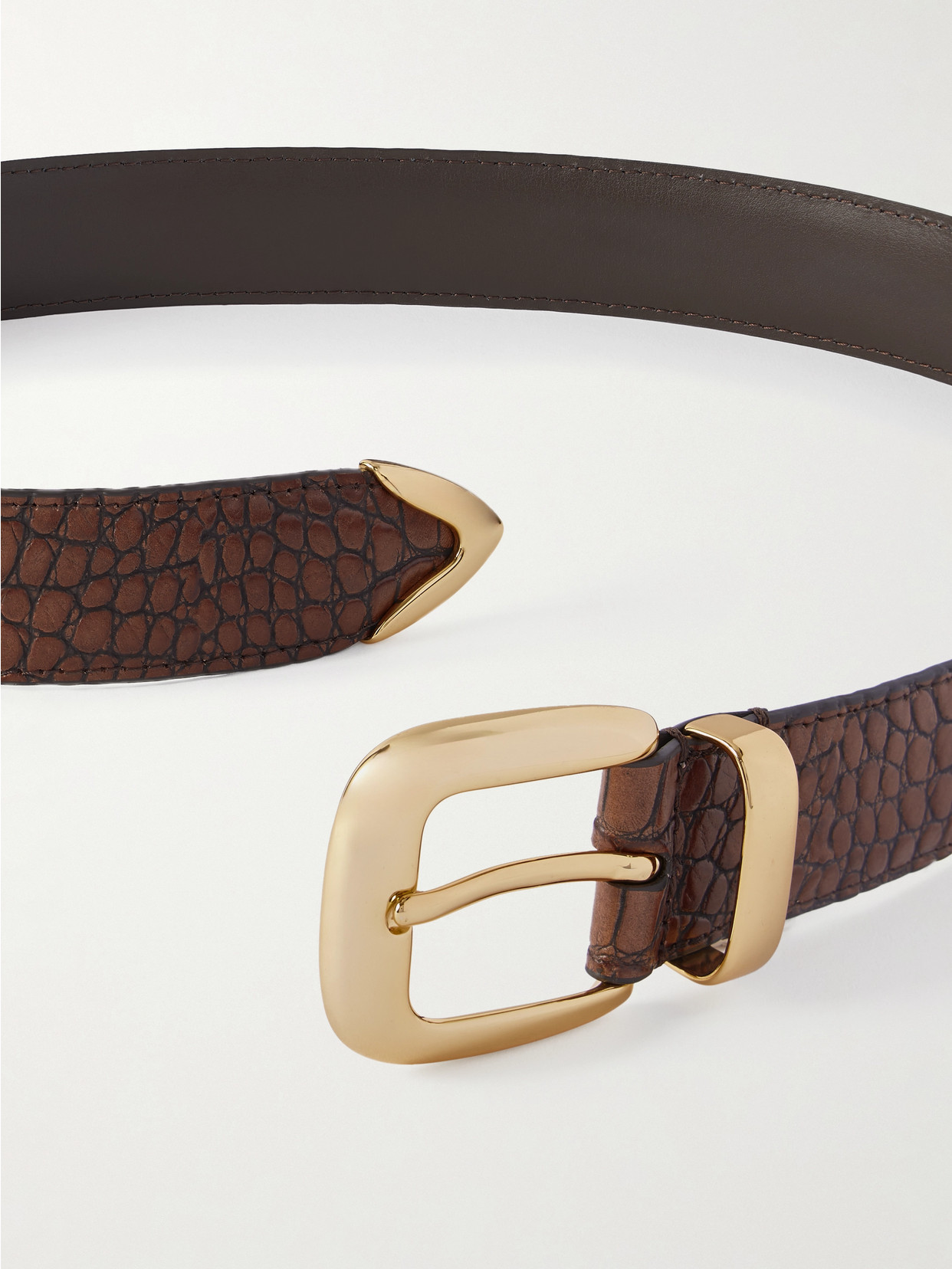 Anderson's Croc-effect Leather Belt In Brown