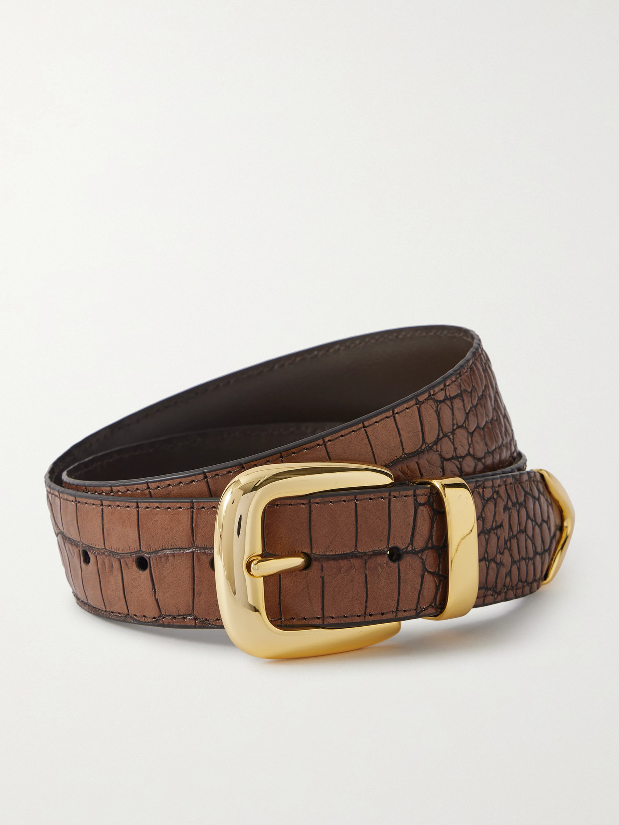 Anderson's Croc-effect Leather Belt In Brown