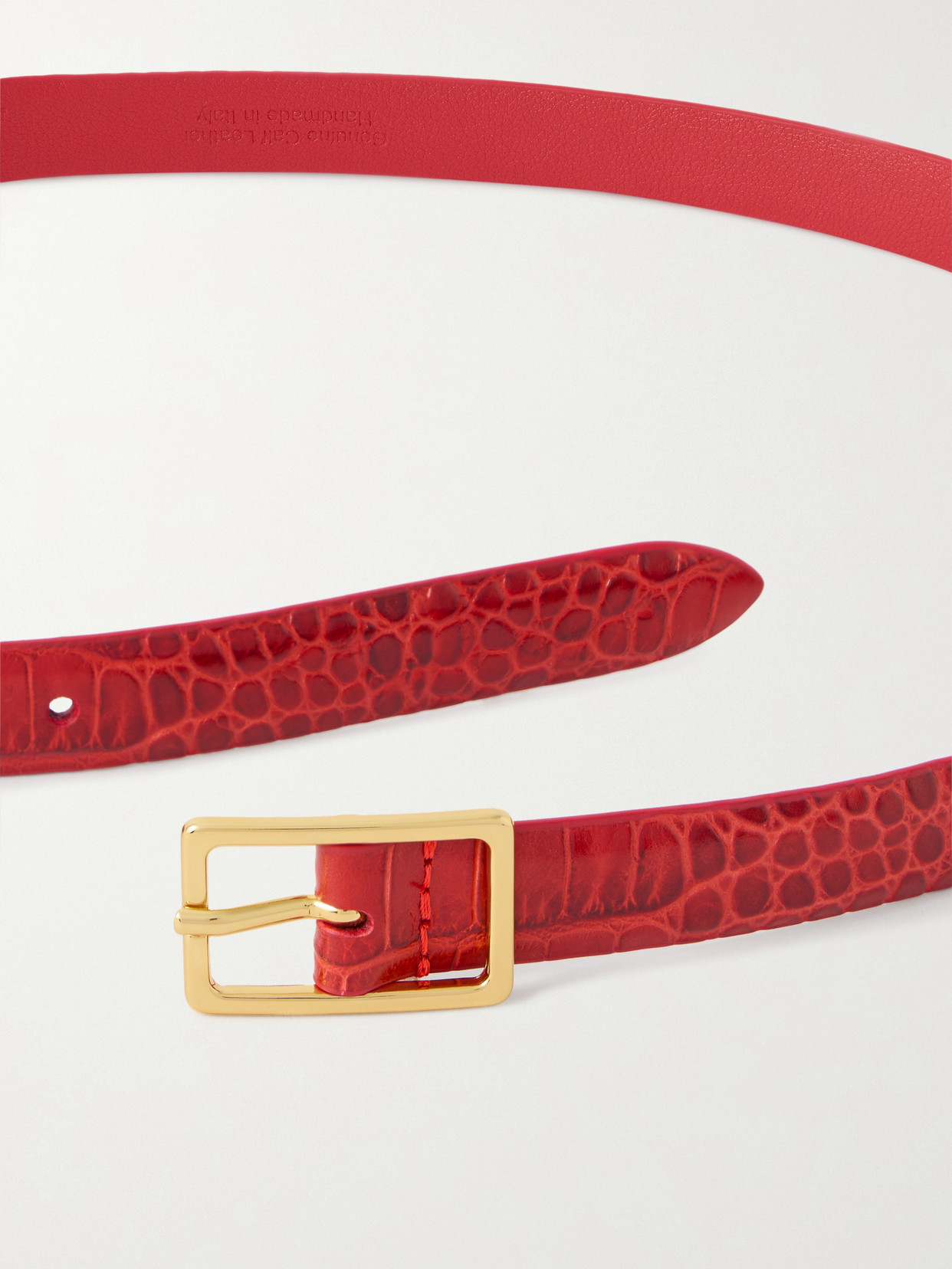 Anderson's Croc-effect Leather Belt In Red
