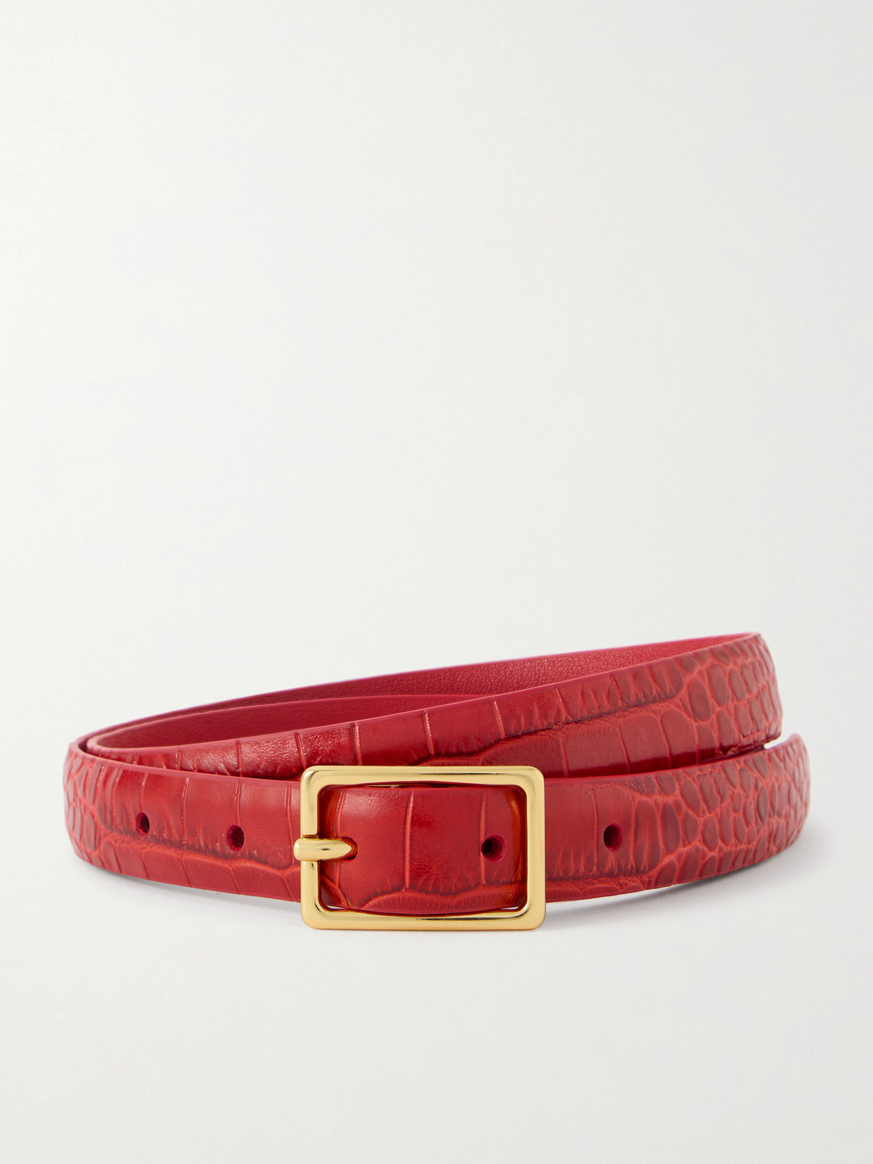 Anderson's Croc-effect Leather Belt In Red