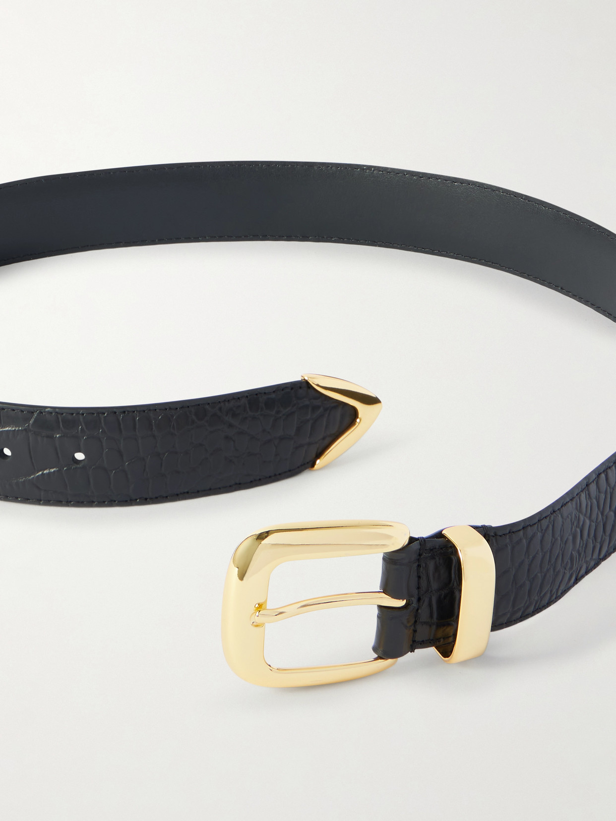 Anderson's Croc-effect Leather Belt In Black