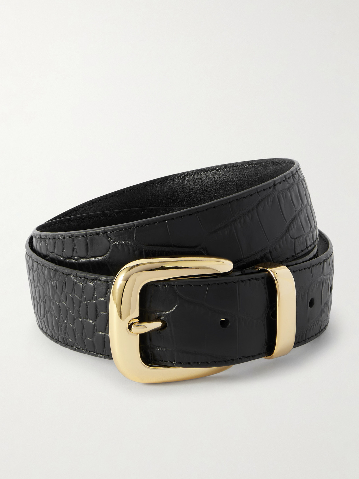 Anderson's Croc-effect Leather Belt In Black