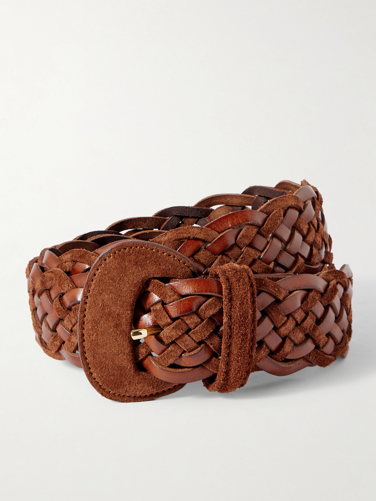 Anderson's Leather And Suede Woven Waist Belt In Brown