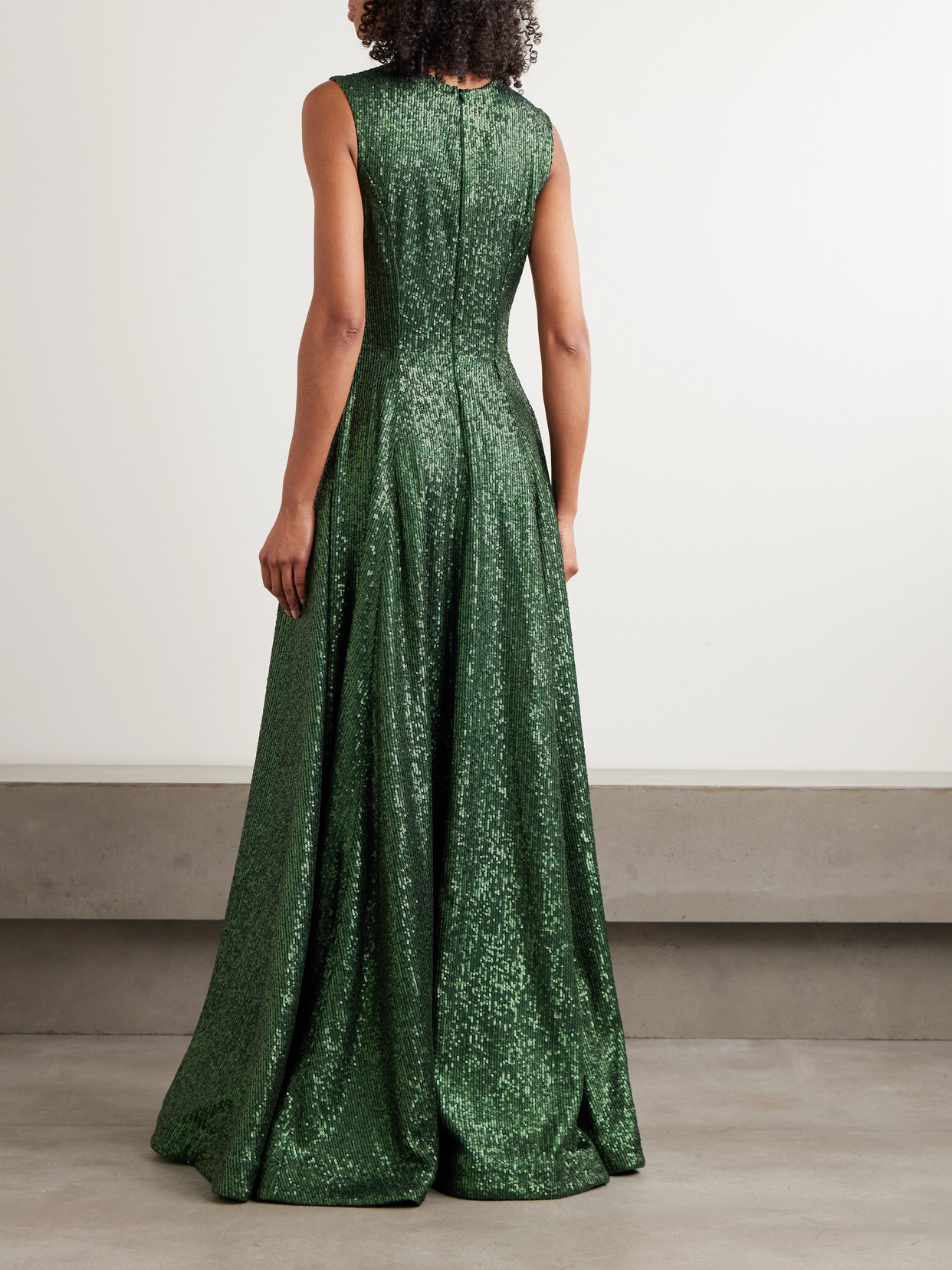 Norma Kamali Grace Sequined Stretch-jersey Gown In Green