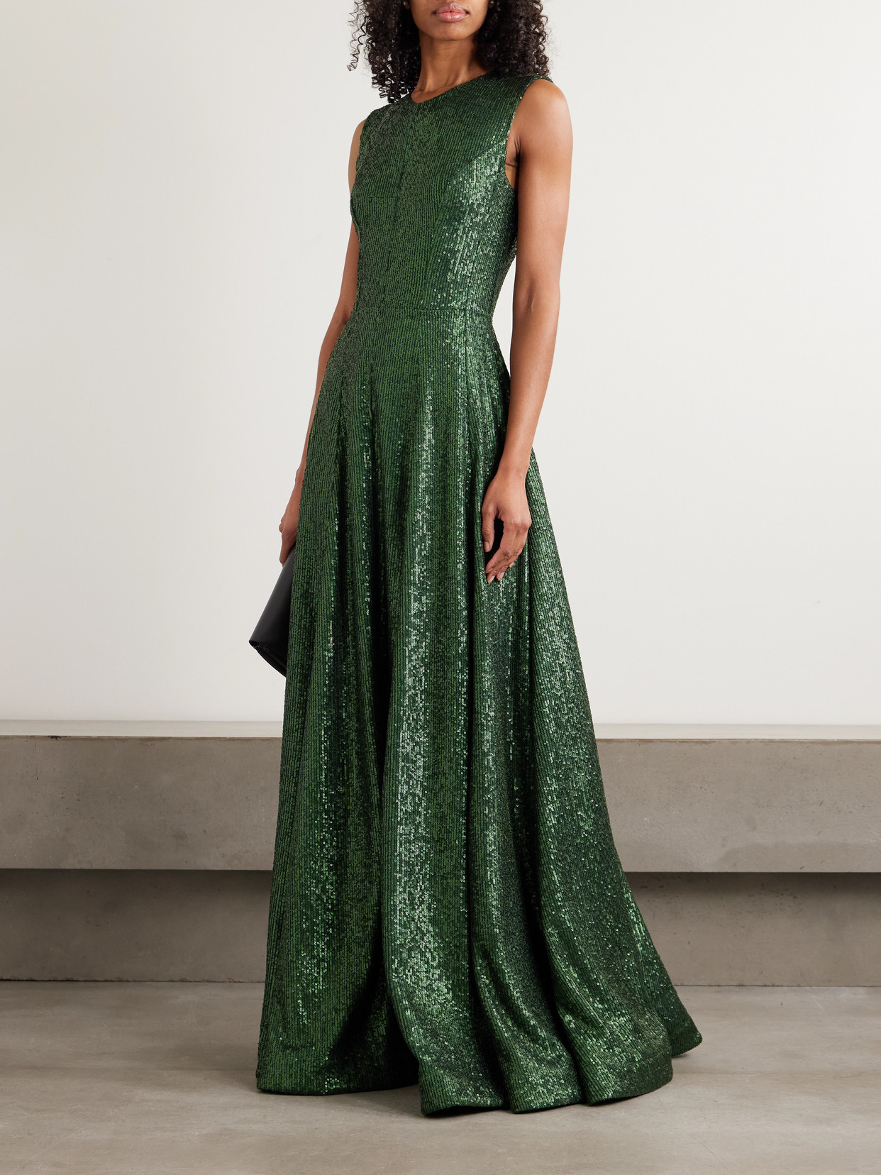Norma Kamali Grace Sequined Stretch-jersey Gown In Green