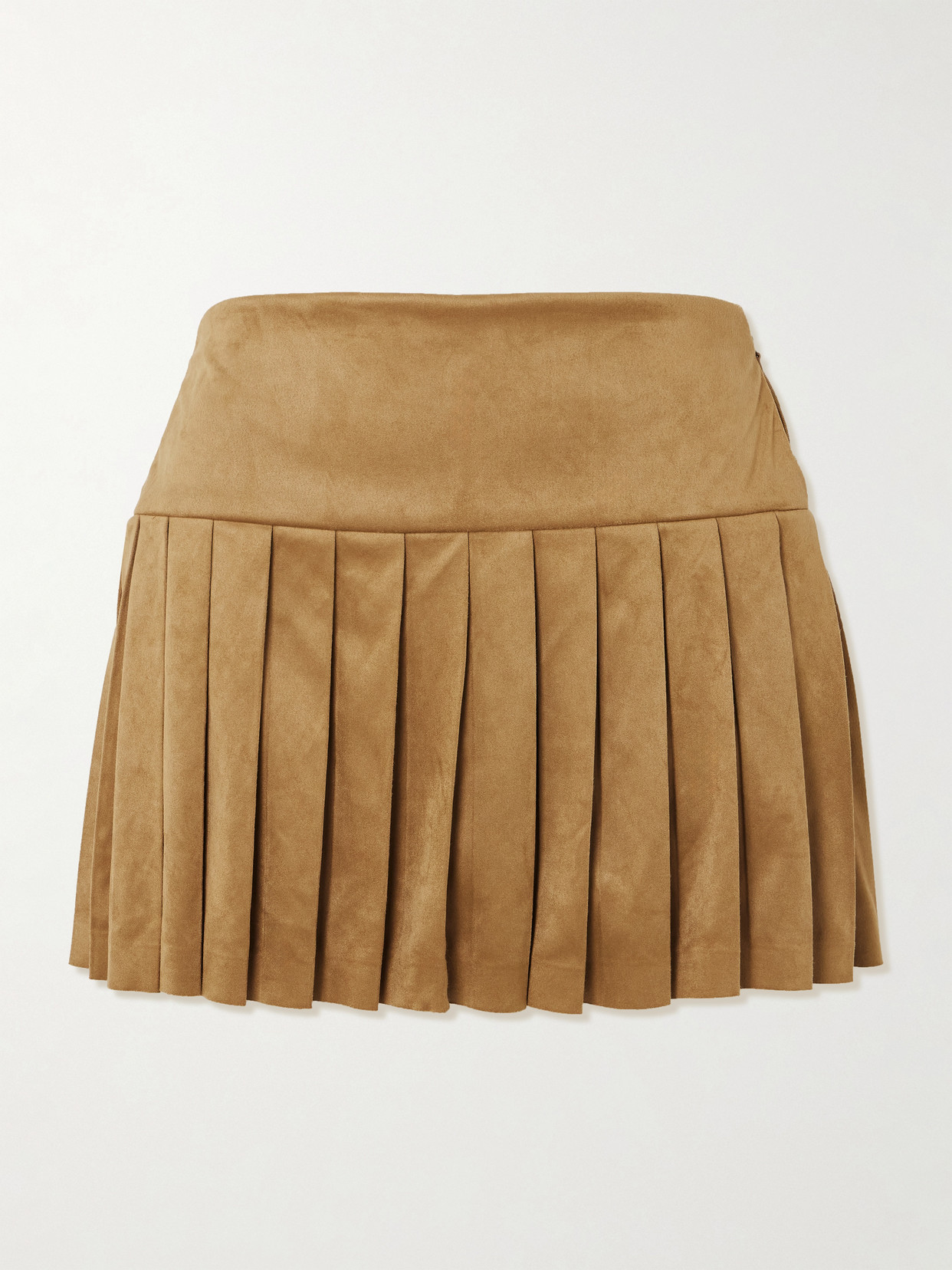 Norma Kamali Pleated Brushed Mini Skirt In Brown