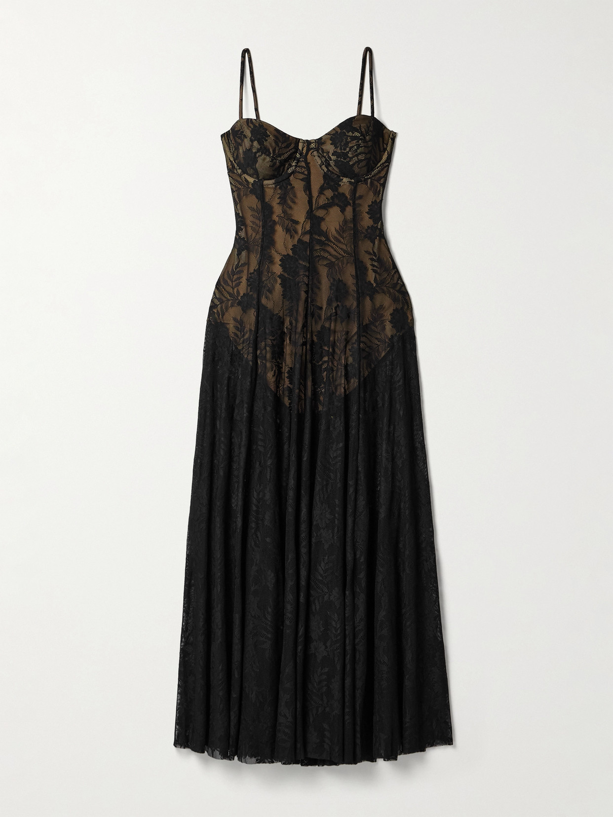 Norma Kamali Stretch-lace Midi Dress In Black