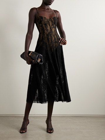 Norma Kamali Stretch-lace midi dress