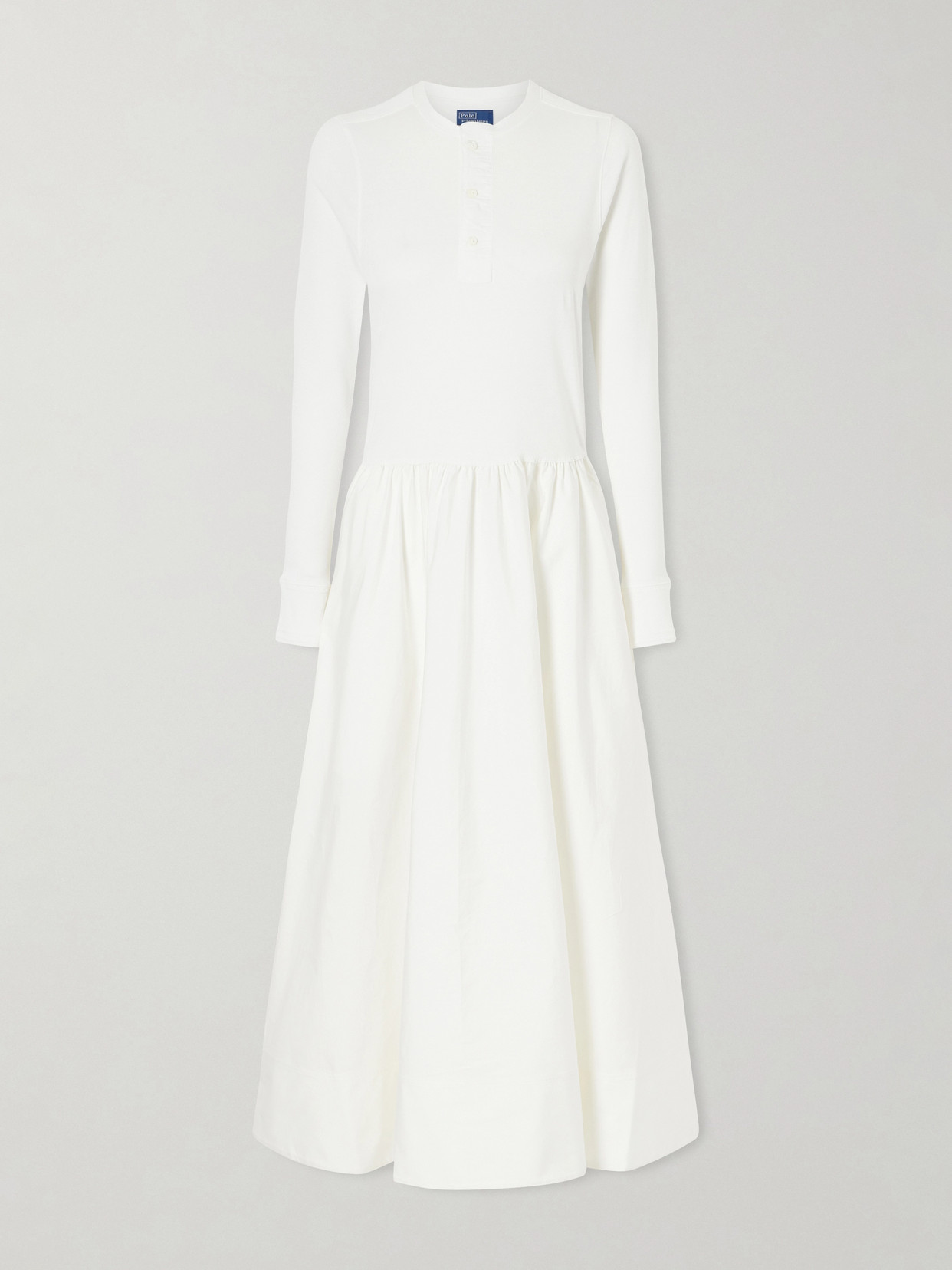 Polo Ralph Lauren Cotton-jersey And Poplin Maxi Dress In White